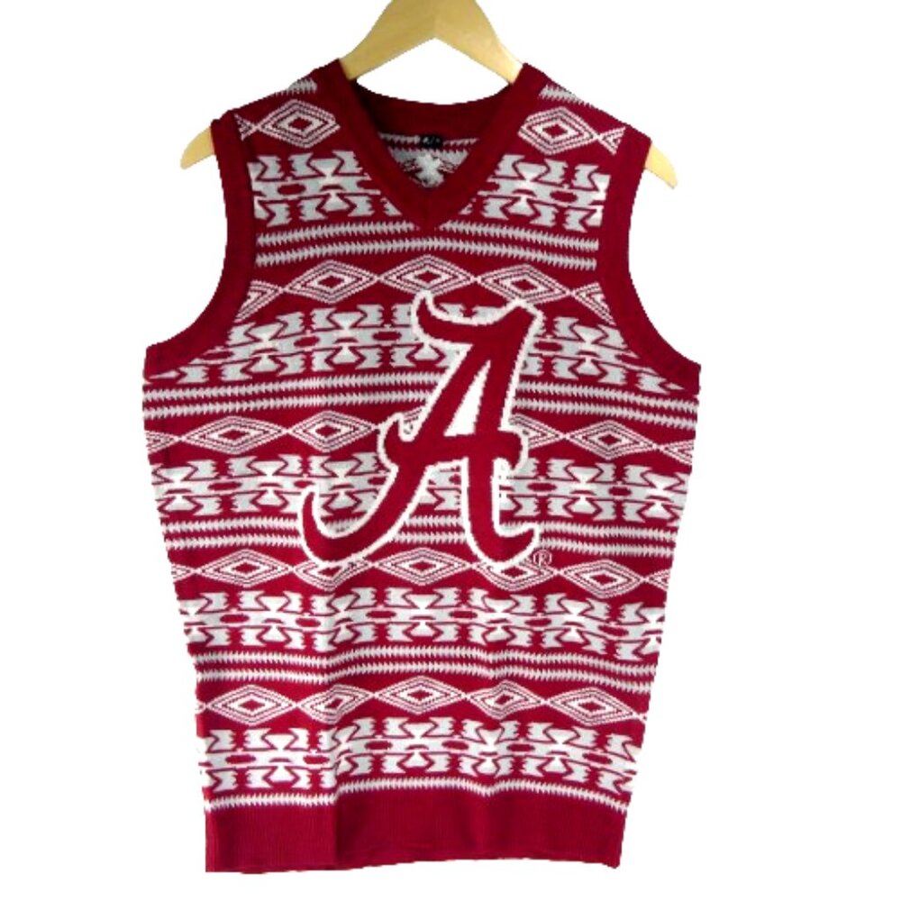 New Alabama Crimson Tide Crimson Ugly Sweater Vest S Forever Collectibles